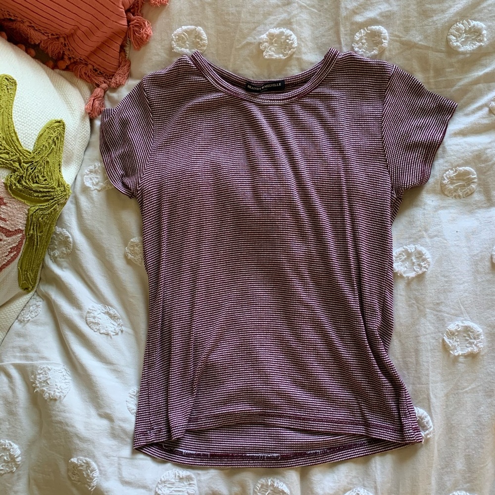 Brandy Melville red and white striped shirt